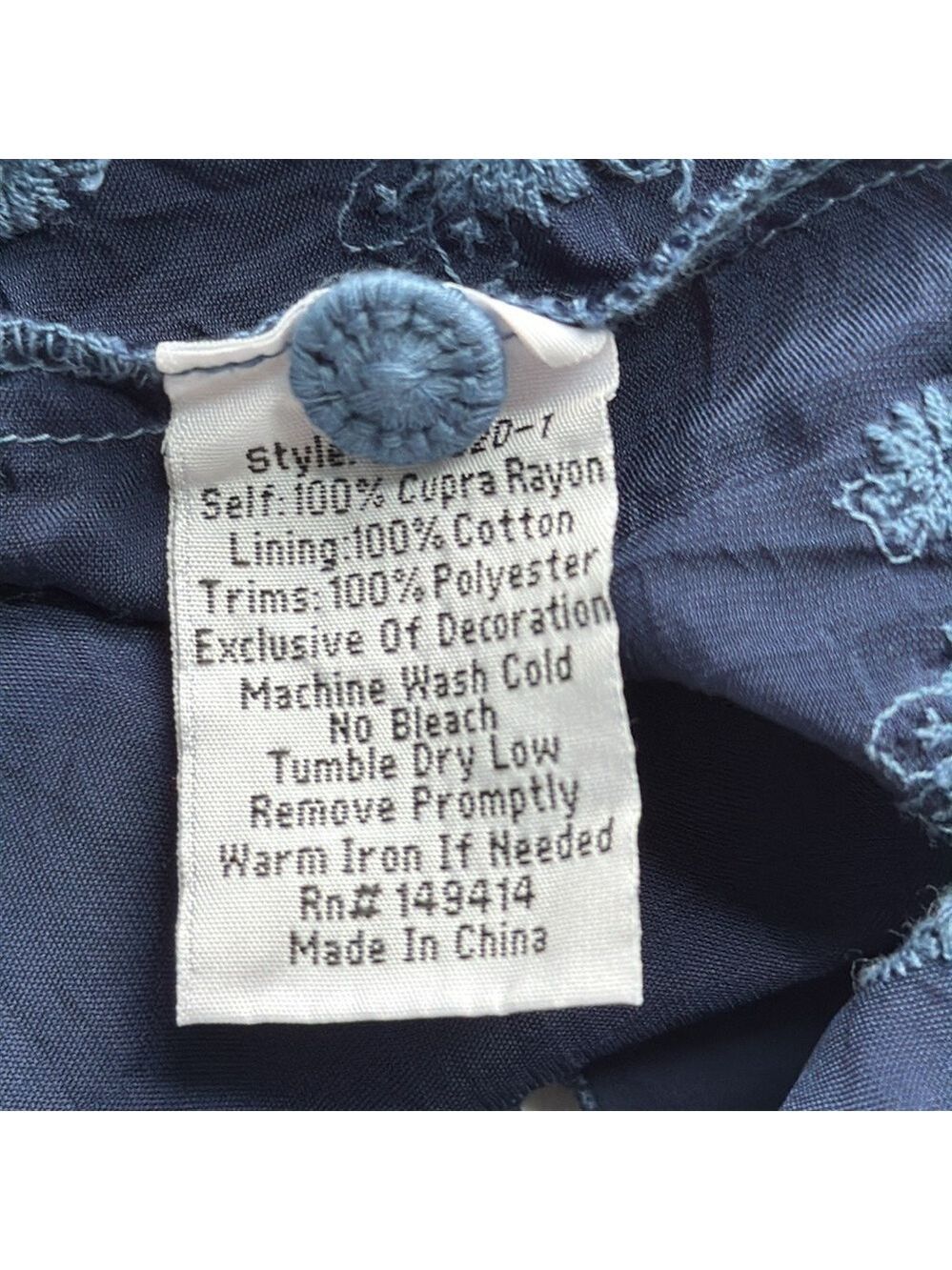 Johnny Was Blue Riza Eyelet Embroidered Shift Dress Size Small - Picture 7 of 16